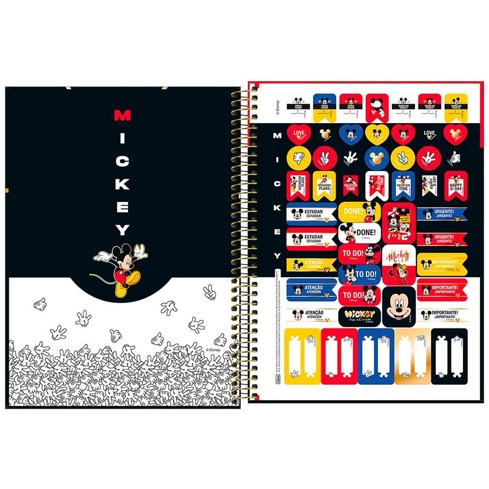 Caderno Espiral Tilibra Universitário Capa Dura Mickey 1 Matéria 80 Folhas Embalagem com 4 Unidades