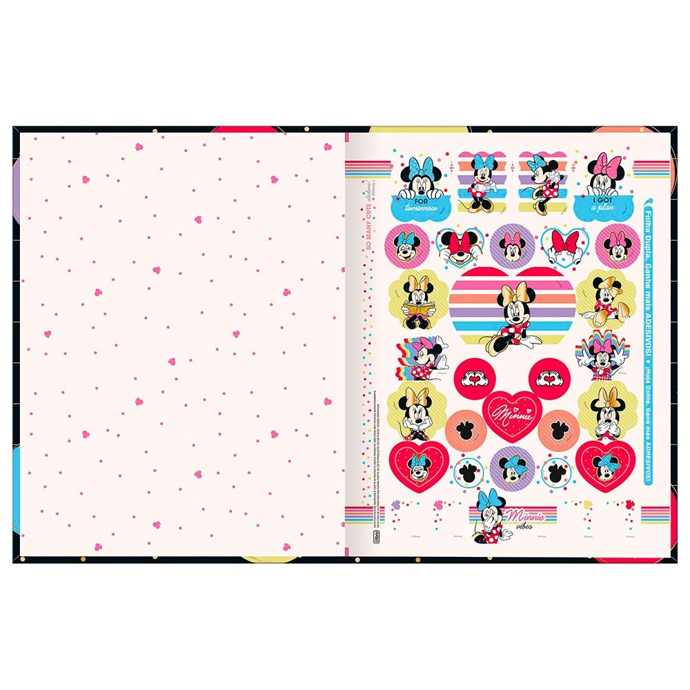 Caderno Costurado Tilibra ¼ Capa Dura Minnie 80 Folhas - Embalagem com 5 Unidades