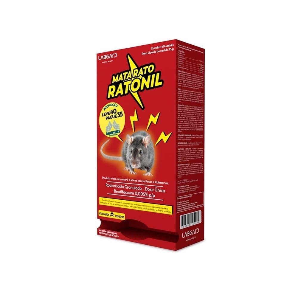 Raticida Ratonil Isca Labgard 25g - Embalagem com 40 Unidades | Martins ...