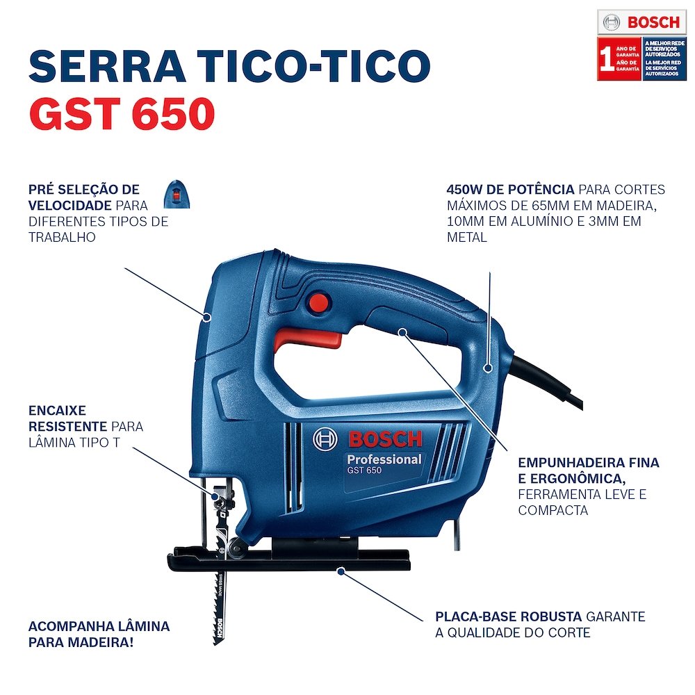 Serra Tico Tico Bosch GST 650 STD 450W 110V