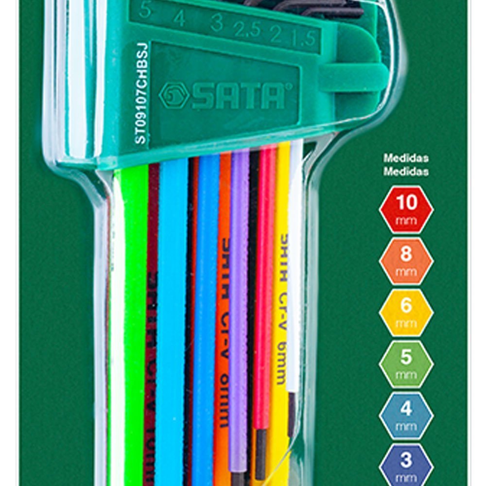 Jogo Chave Allen Hexagonal Color Sata 9 Pecas 1,5mm A 10mm