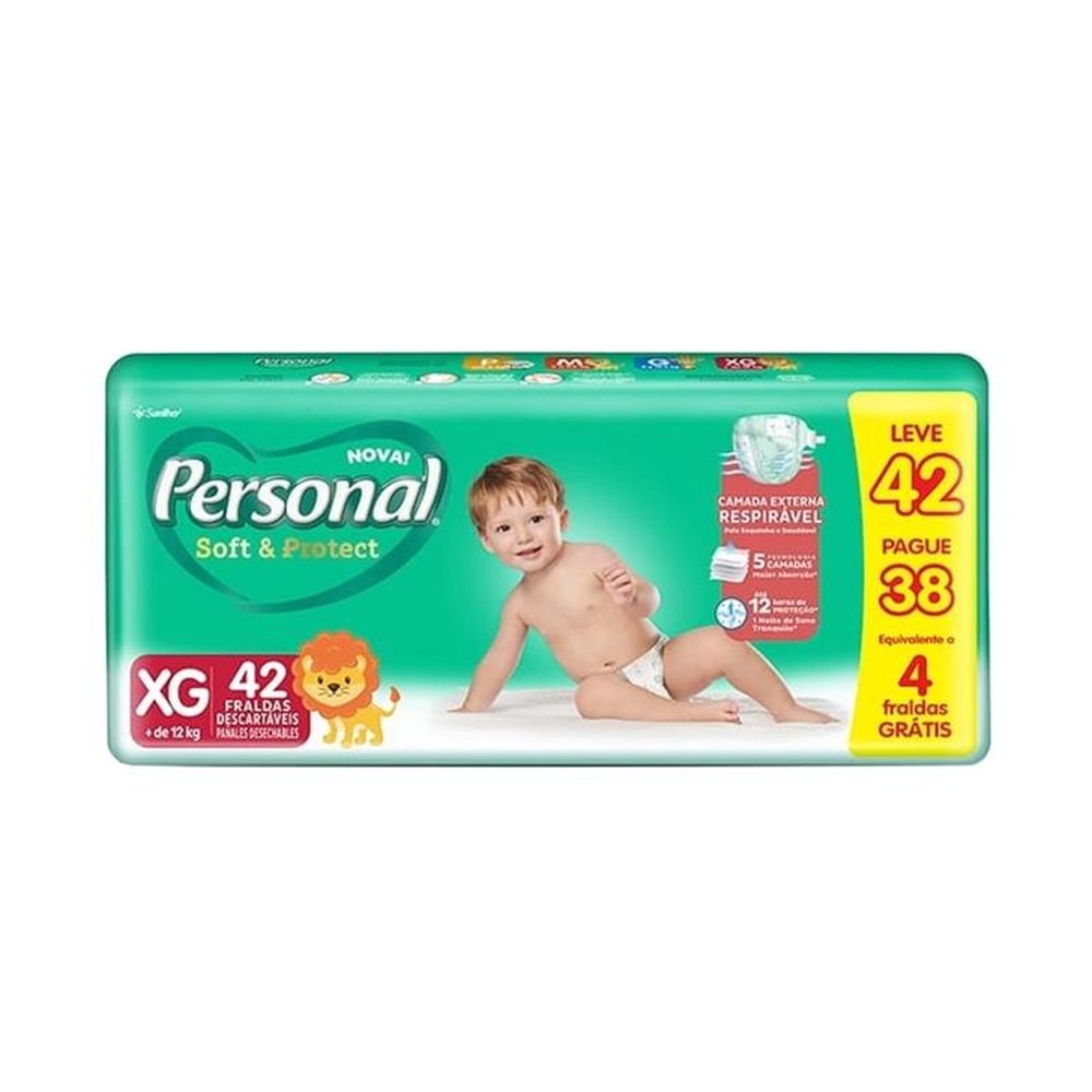 Fralda Descartável Personal Soft&Protect Mega Extra Grande - 6 Pacotes com  Fraldas - Total 252 Tiras