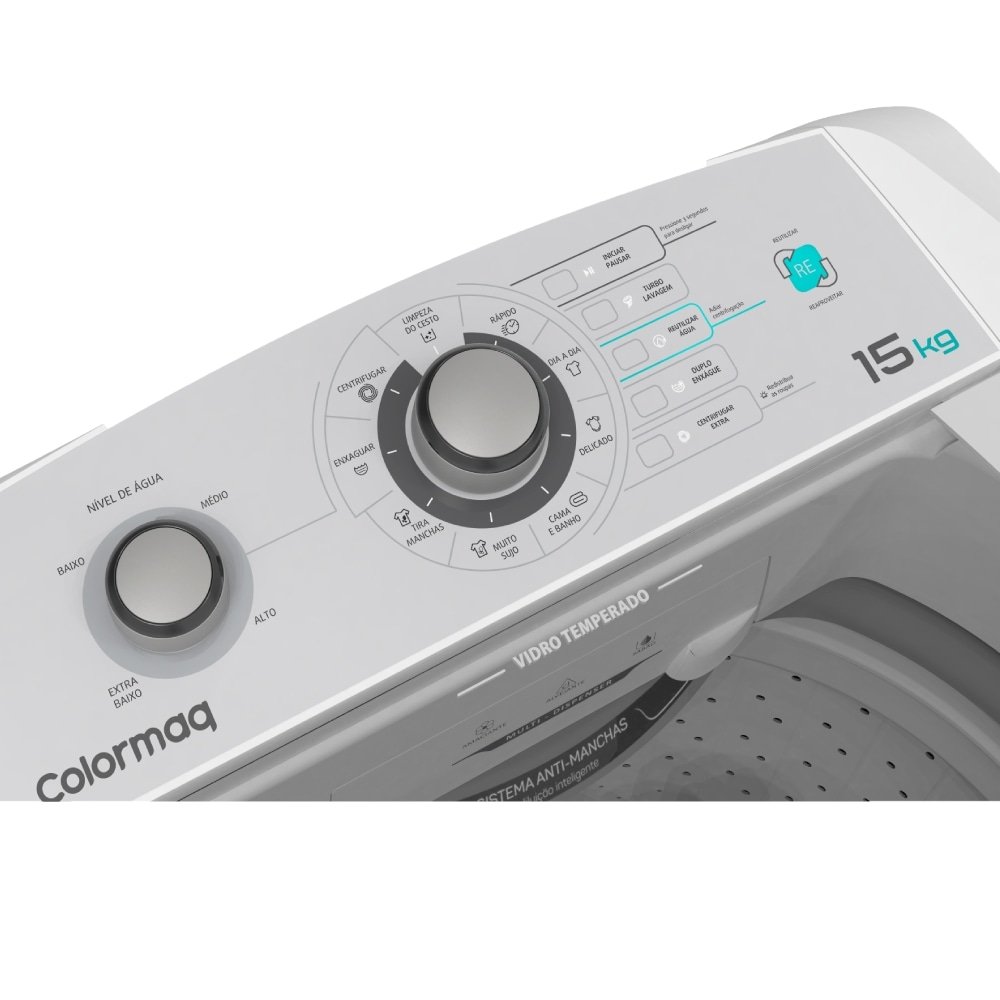 Máquina de Lavar Roupas Colomarq 15 Kg LCA - Sistema Antimanchas, Filtro Duplo de Fiapos, Branca, 220V
