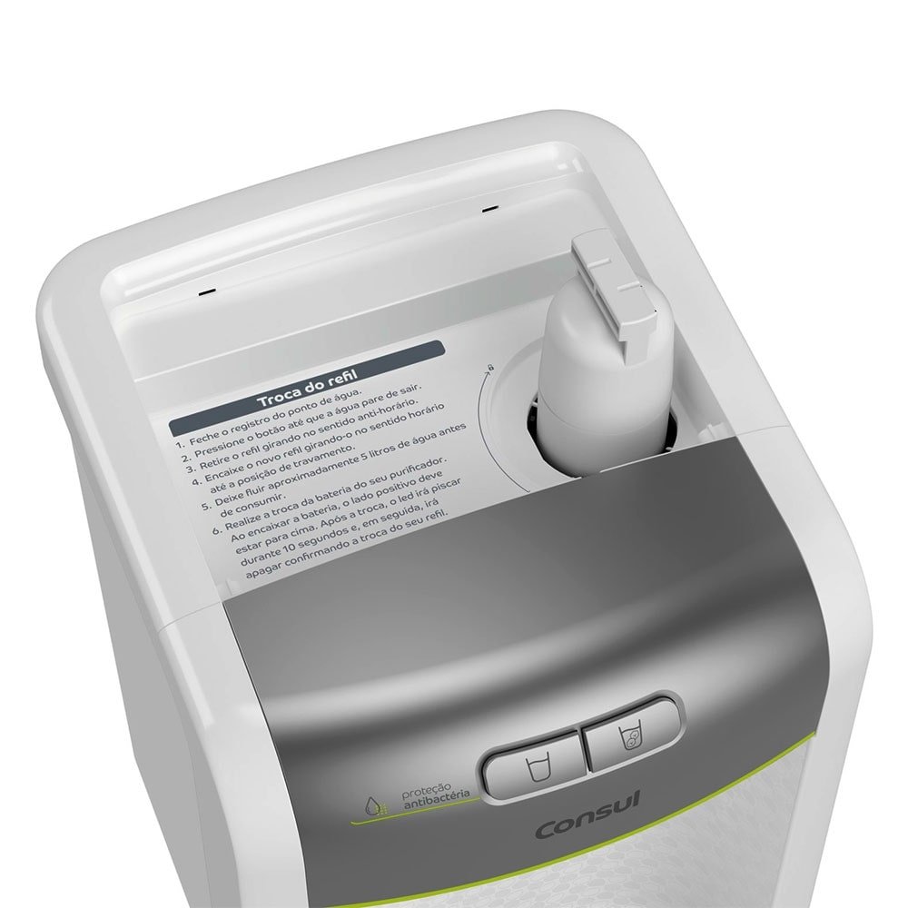 Purificador de Água Consul CPB34AS - Refrigeração Eletrônica com Filtragem, Branco/Prata, Bivolt