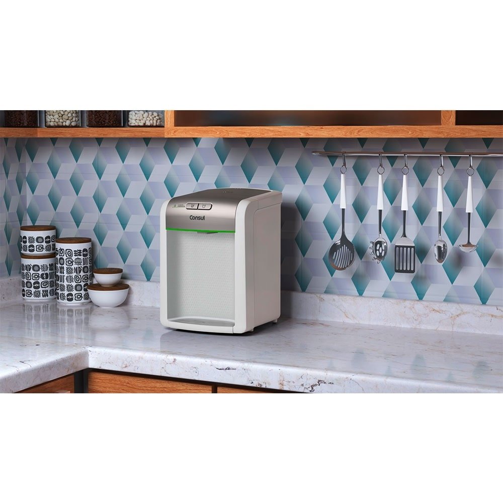 Purificador de Água Consul CPB34AS - Refrigeração Eletrônica com Filtragem, Branco/Prata, Bivolt