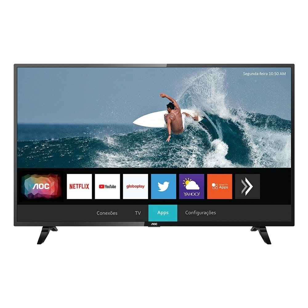 Smart TV LED 43" AOC 43S5295/78G Full HD com Wi-Fi, 2 USB, 3 HDMI, Controle com Botão Netflix,Youtube, 60Hz