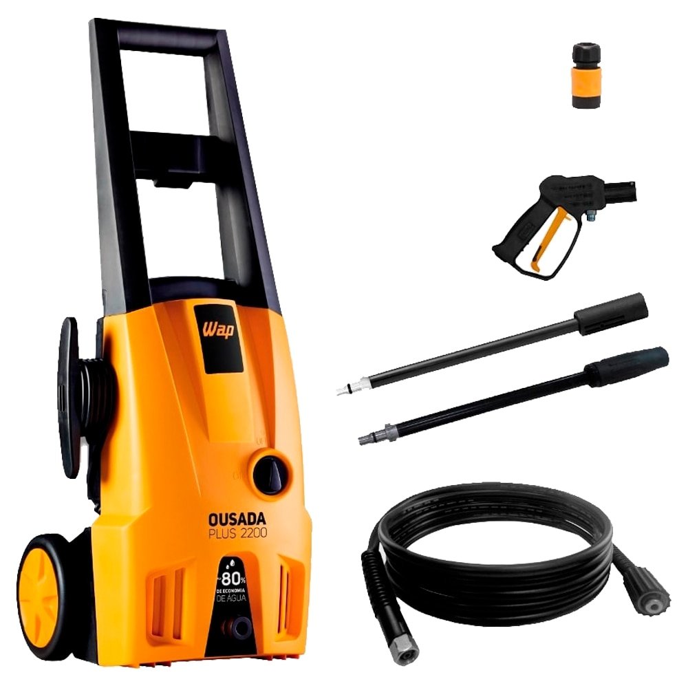 Lavadora de Alta Pressão WAP Ousada Plus 2200 - 1500W, 1750 PSI, Compacta com Jato Regulável, Laranja/Preto, 110V