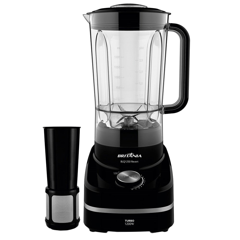 Liquidificador Britânia com Filtro BLQ1250 | Copo San Cristal 11 Velocidades + Pulsar 1200W Preto 110V