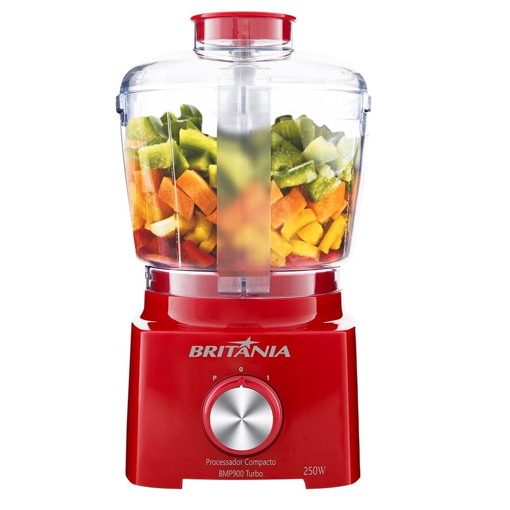 Processador de Alimentos Britânia BMP900 | 2 Velocidades + Pulsar 250W Vermelho 220V