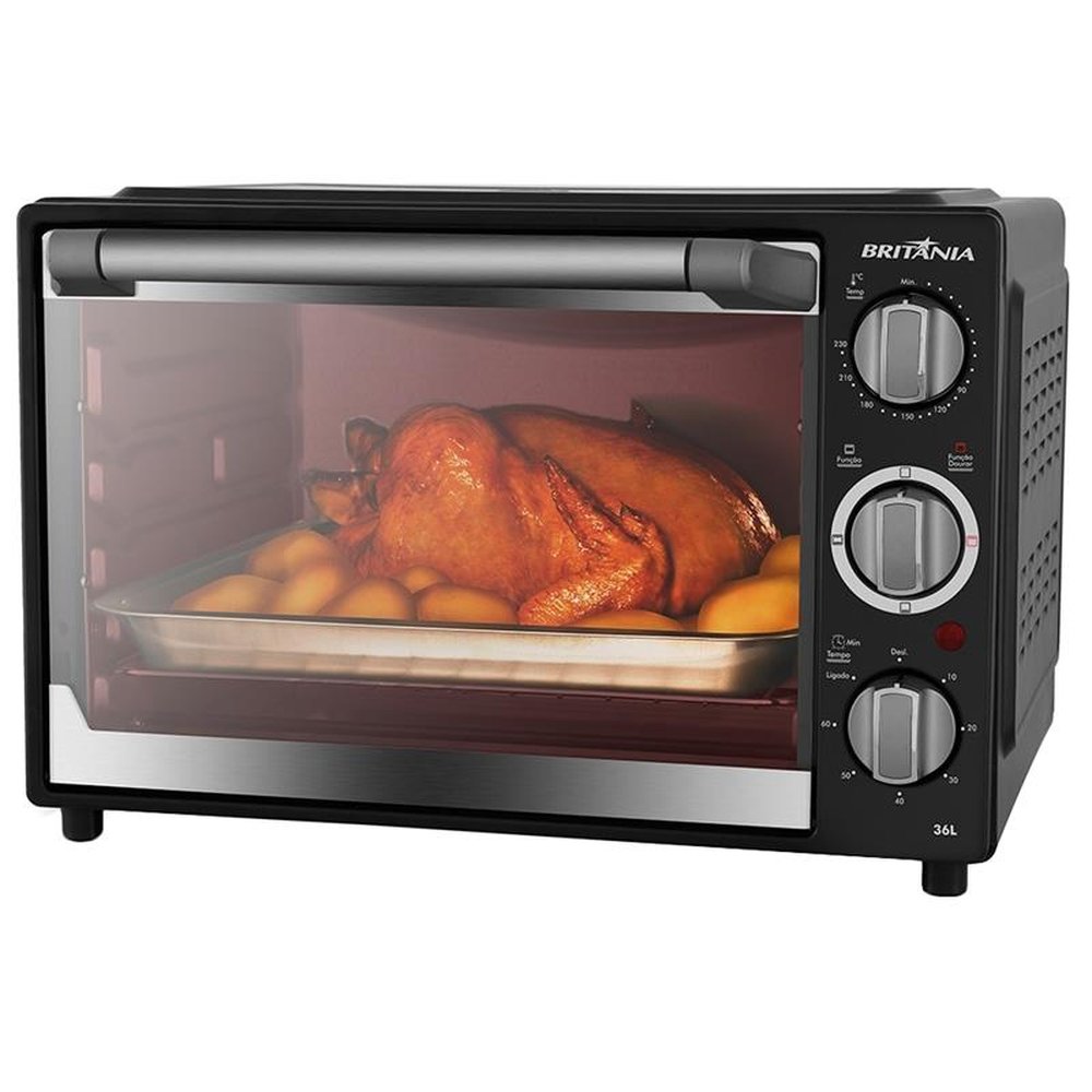 Forno Elétrico de Bancada Britânia 36 Litros BFE36P | 1500W Timer com Grelha, Preto 220V