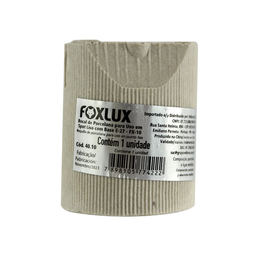 Soquete Foxlux Porcelana para Spot Liso E-27 Fx10 - Embalagens com 25 Unidades