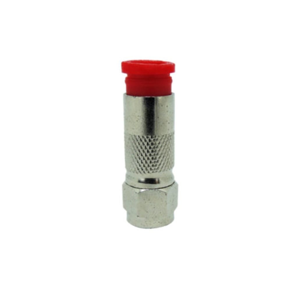 Conector Coxial Foxlux de Compressão RG59 Vermelho - Embalagem com 20 Unidades