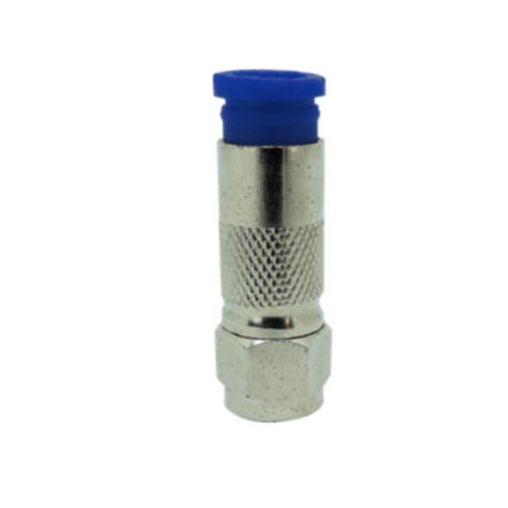 Conector Coxial Foxlux de Compressão RG6 Azul - Embalagem com 20 Unidades