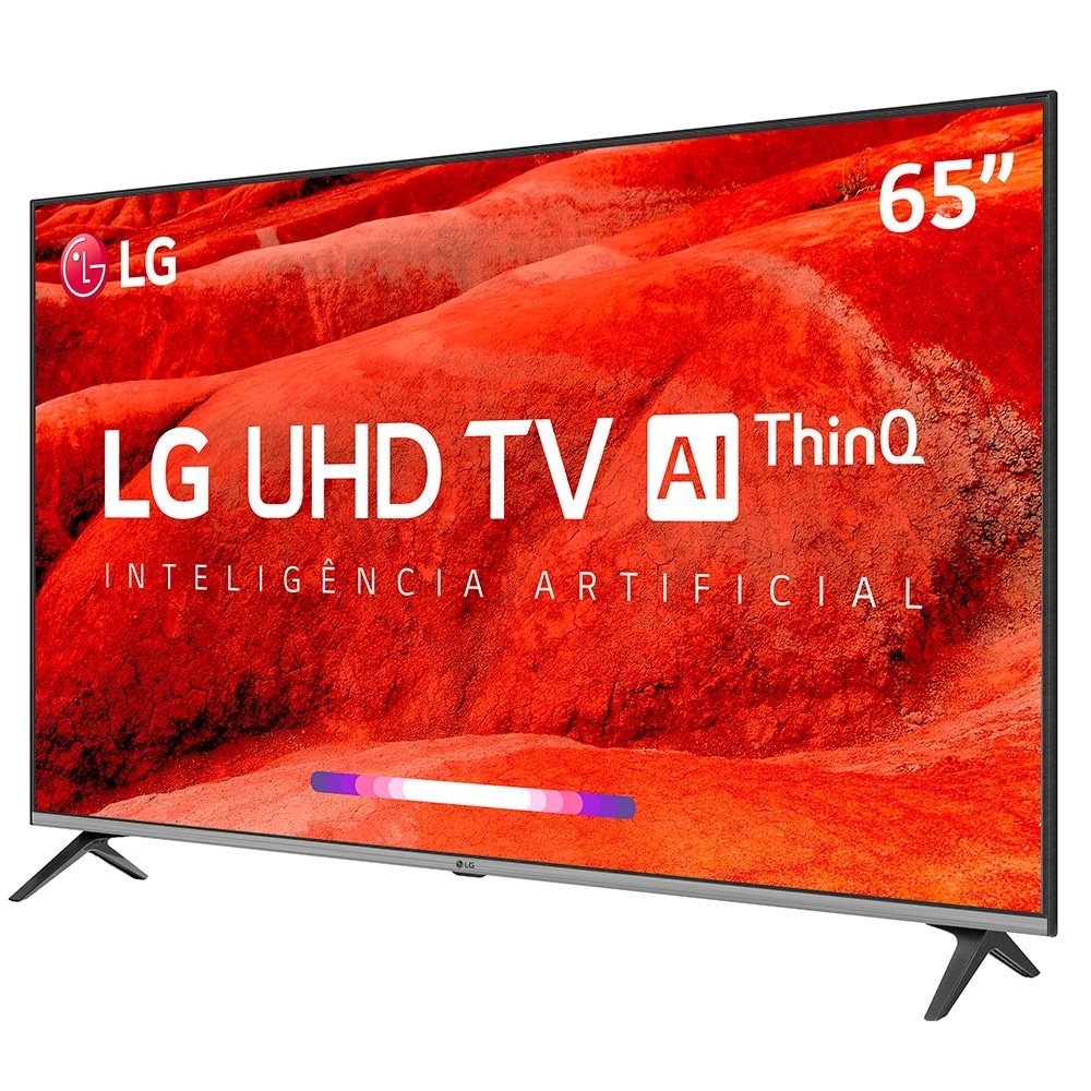 Smart TV LED 65" LG 65UM7520PSB 4K HDR com Wi-Fi, 2 USB, 4 HDMI, ThinQ AI, Bluetooth, 60Hz