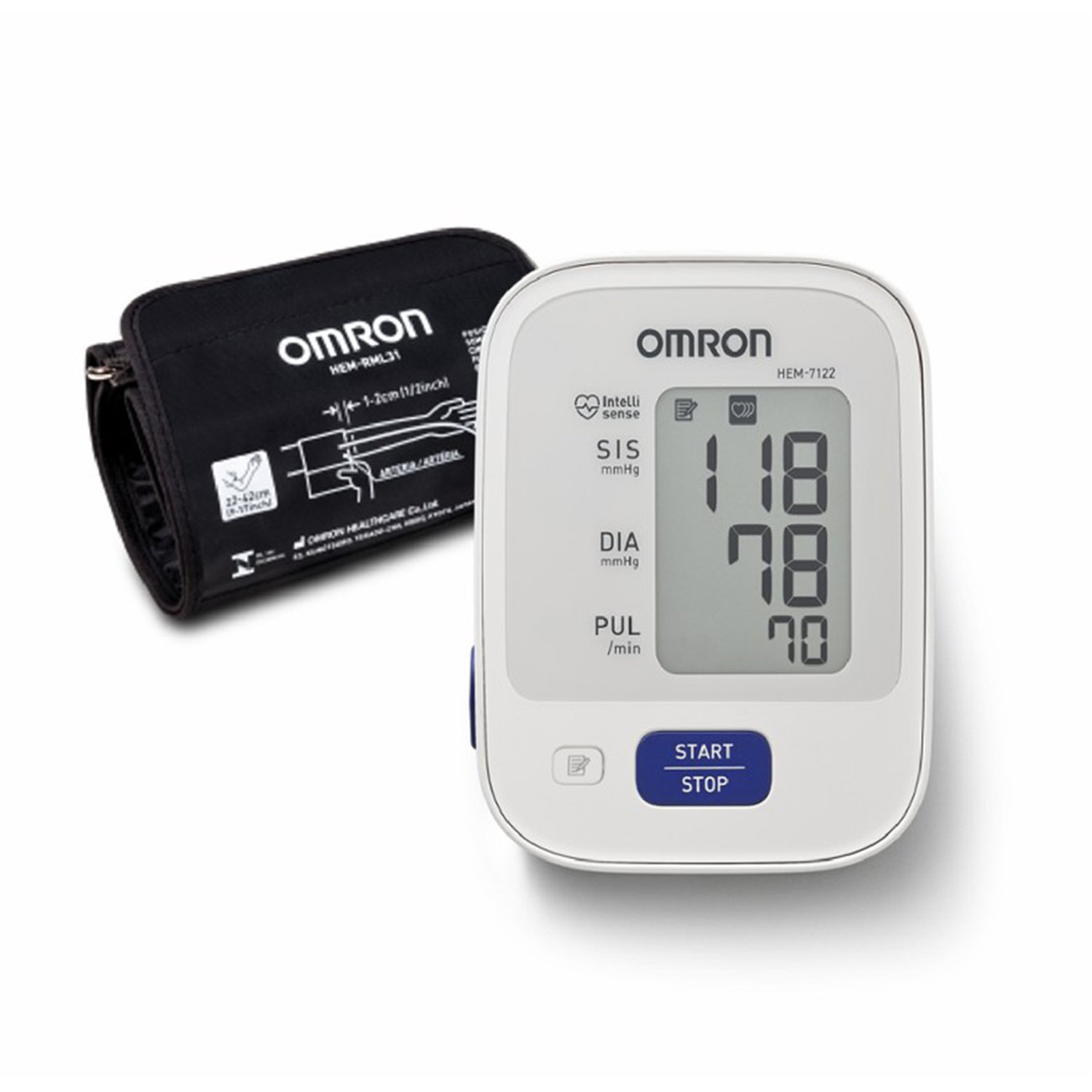 Monitor de Pressão Arterial Digital Omron HEM-7122, de Braço, Branco