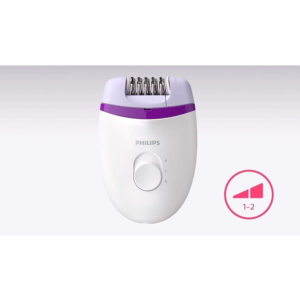 Depilador Philips Satinelle Essential BRE225/00 - com Fio, 2 Velocidades, Lavável, Branco/Lilás Bivolt