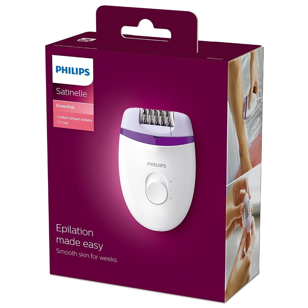 Depilador Philips Satinelle Essential BRE225/00 - com Fio, 2 Velocidades, Lavável, Branco/Lilás Bivolt