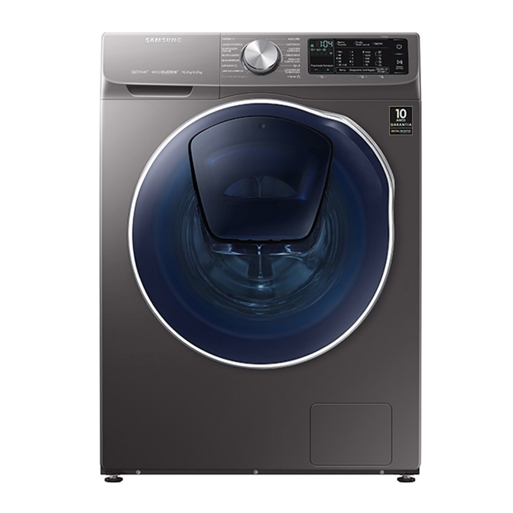 Lava e Seca 10,2/6Kg Samsung QDriveSmart, WD10N64FOOX, com Ecobubble, Wi-Fi, Lavagem a Seco, Porta AddWash, Inox Look, 110V
