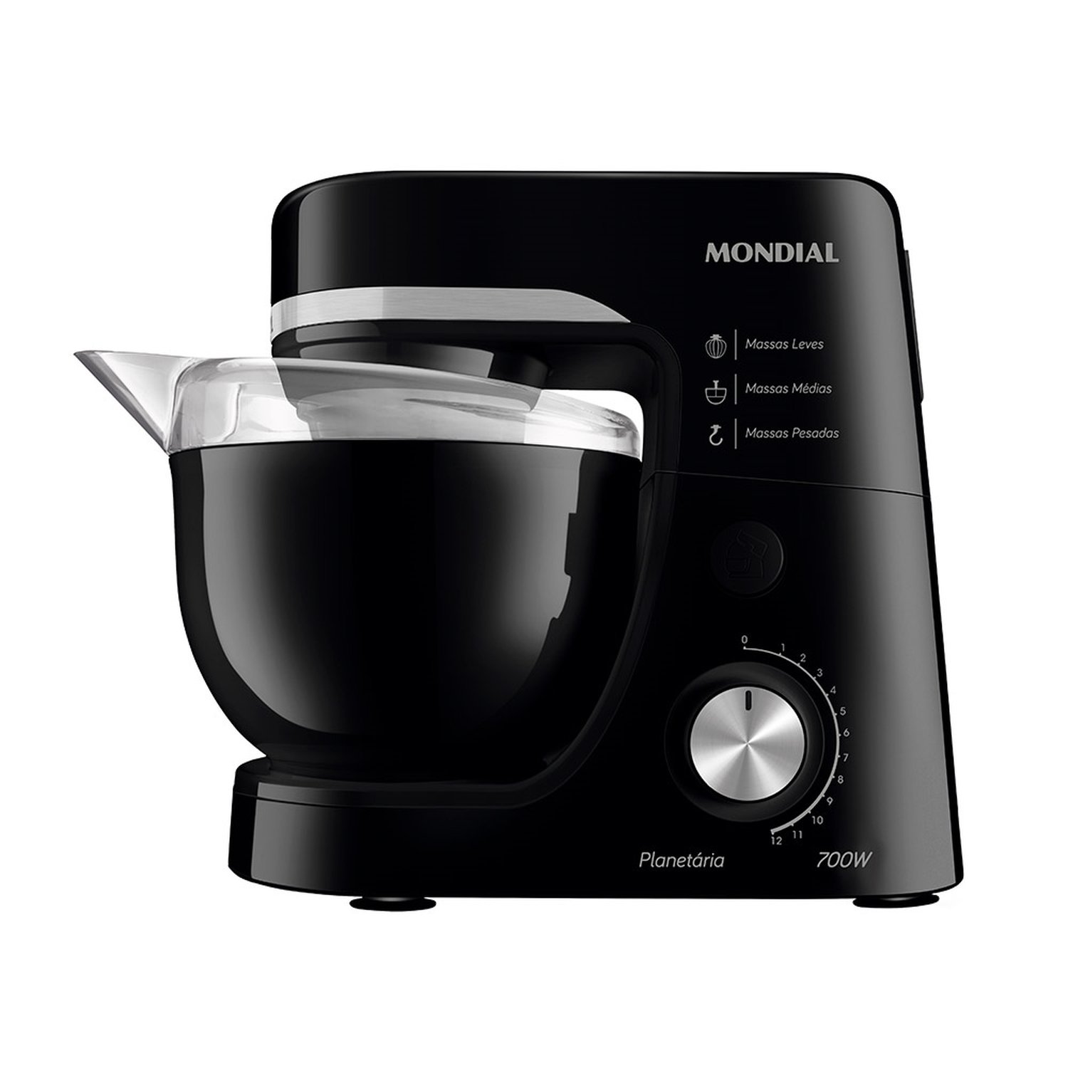 Batedeira Planetária Mondial BP03B 12 Velocidades com Tigela 700W Preta 110v