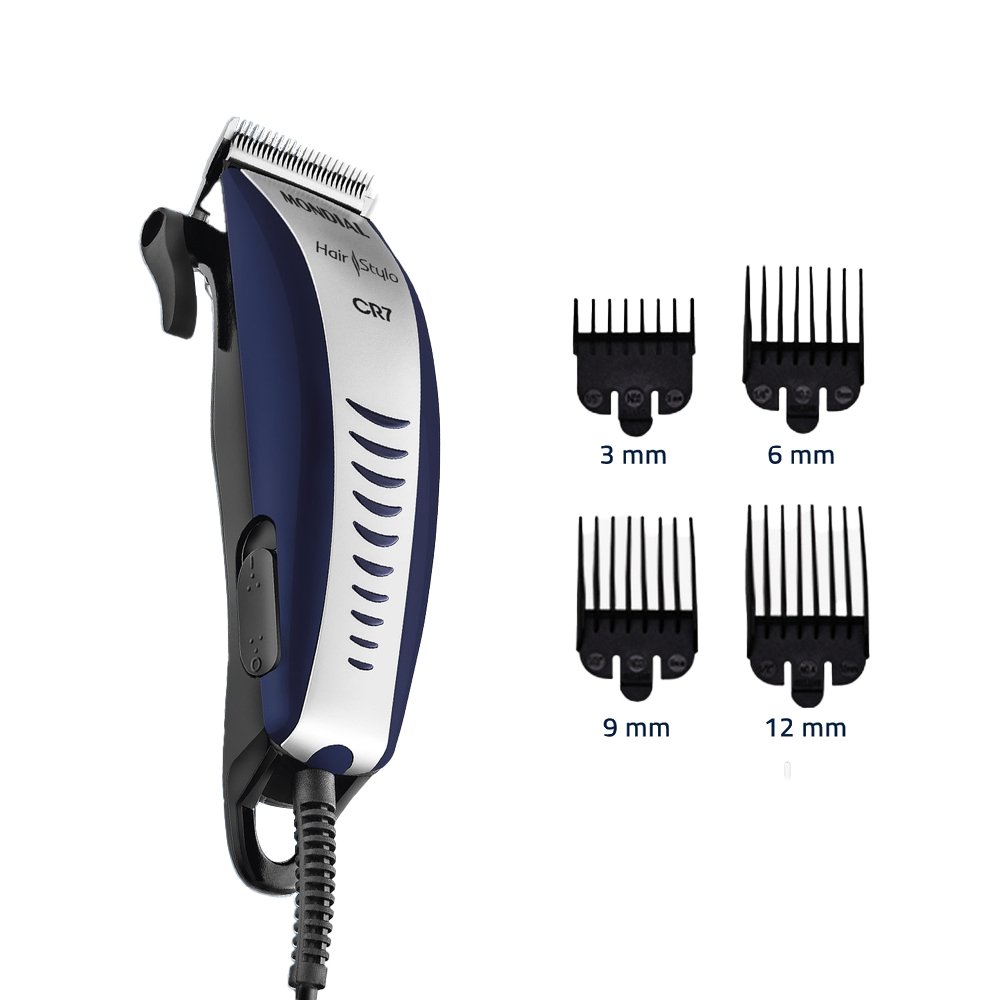 Máquina de Cortar Cabelo Mondial CR07 4 Pentes de Corte 110V