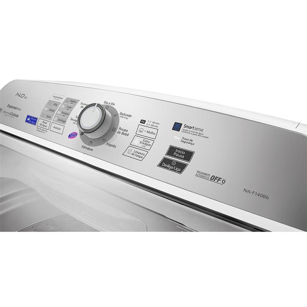 Máquina de Lavar Roupas 14kg Panasonic NA-F140B6W, com Sistema Ciclone, Branca, 110V