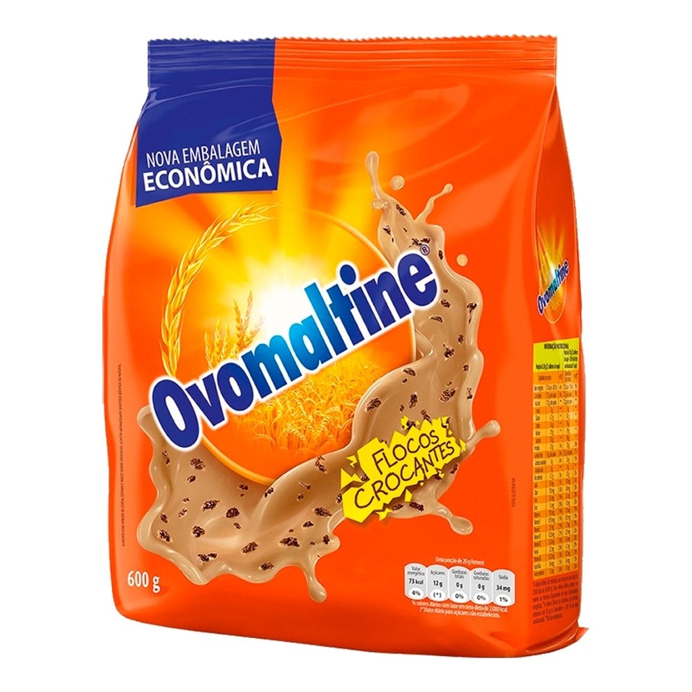 Achocolatado em Pó Ovomaltine Flocos Crocante 600g Embalagem com 14 Unidades