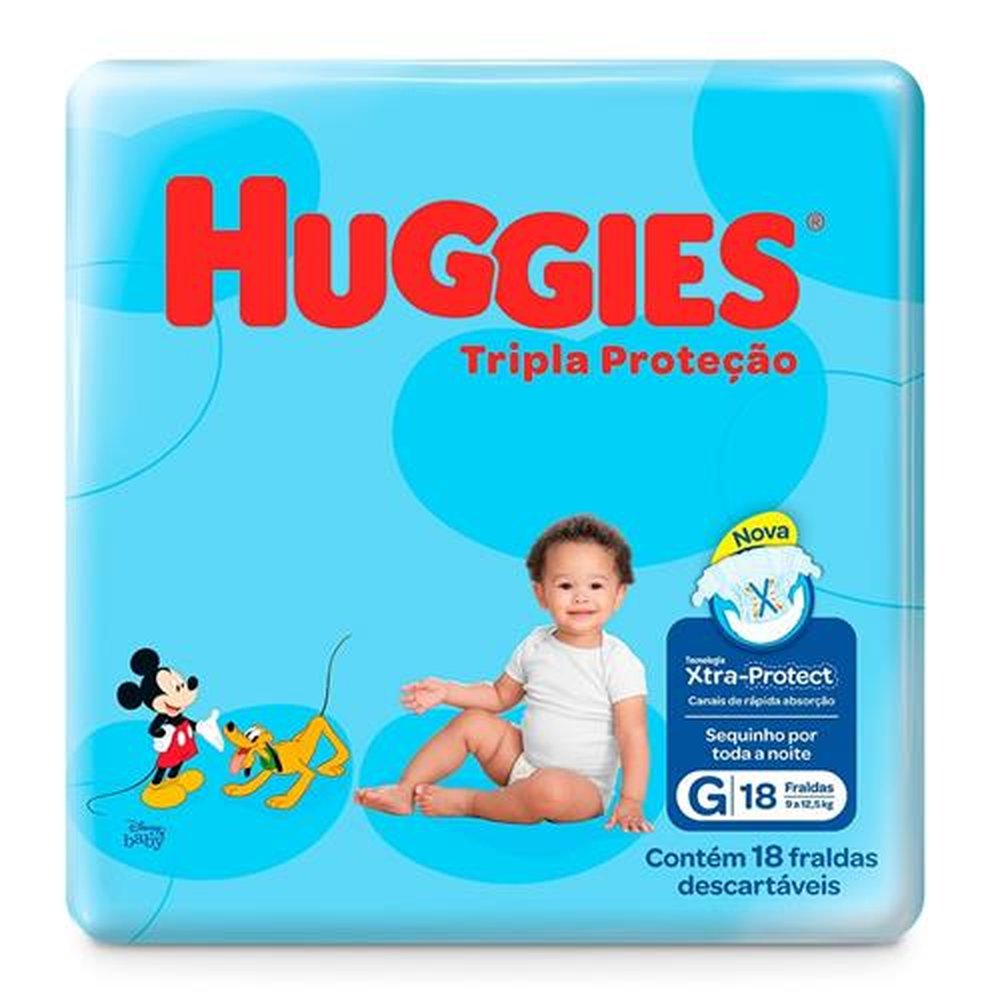 Fralda Descartável Huggies Tripla Proteção Jumbinho Tamanho G - 12 Pacotes com 18 Tiras