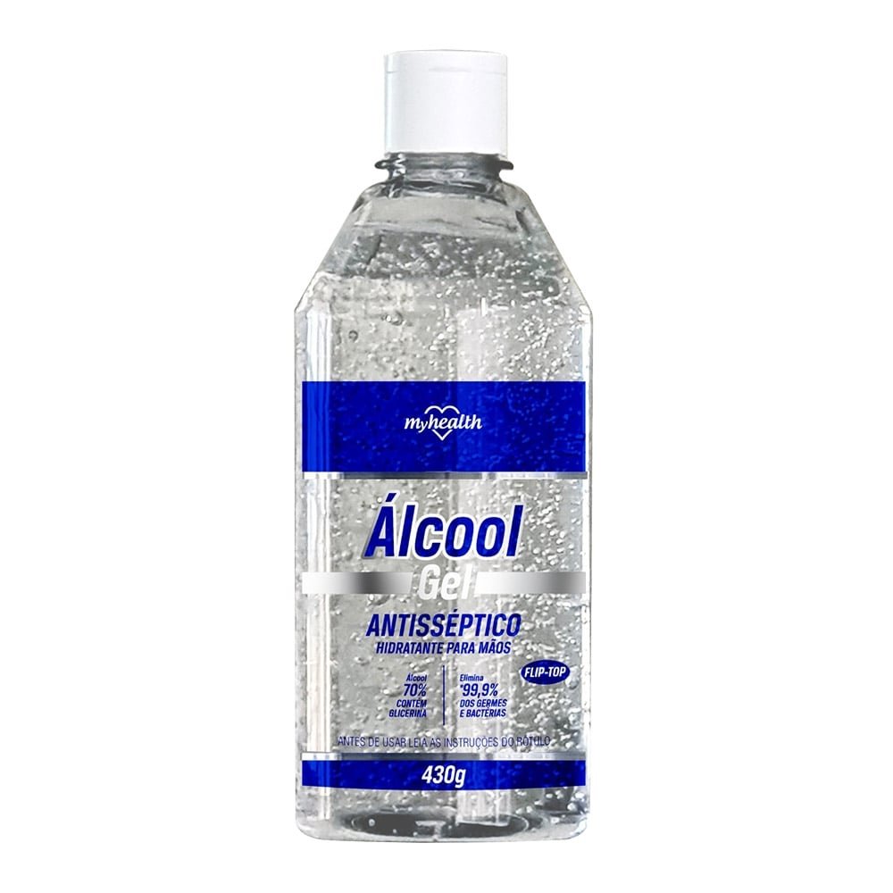 Gel Antisséptico My Health 70% Higienizador de Mãos 430g Embalagem com 12 Unidades