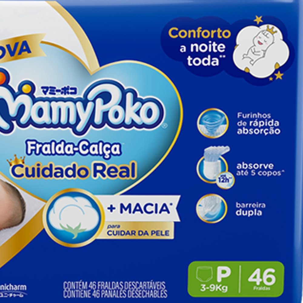 Fralda Descartável MamyPoko Calça Jumbo Tamanho P - 4 Pacotes com 46 Fraldas - Total 184 Tiras