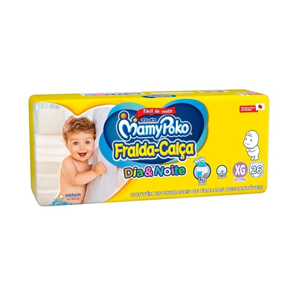 Fralda Descartável MamyPoko Calça Dia & Noite Jumbo Tamanho XG - 4 Pacotes com 26 Fraldas - Total 104 Tiras