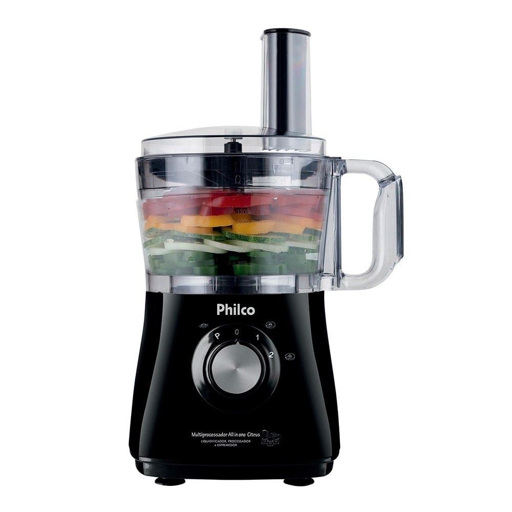 Multiprocessador Philco All in One 2 Citrus 800W 2 Velocidades + Pulsar Preto 220V