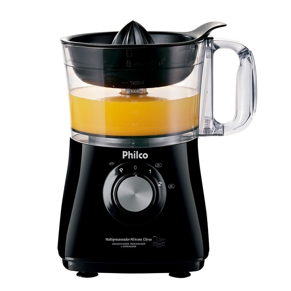 Multiprocessador Philco All in One 2 Citrus 800W 2 Velocidades + Pulsar Preto 220V
