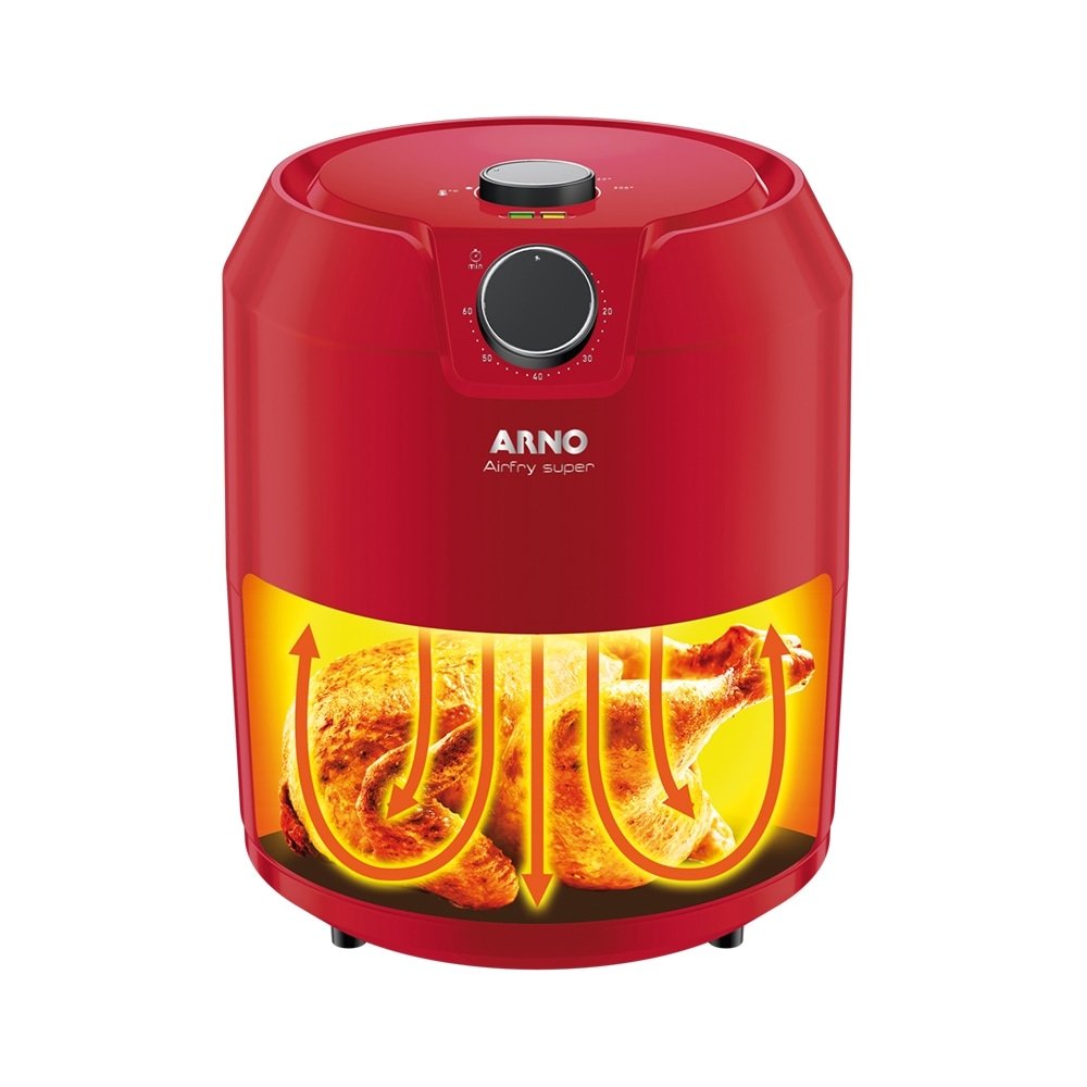 Fritadeira Air Fryer Arno Super RFry 1400W Cesta 4,2L, Temperatura de Até 200C, Vermelha 110V