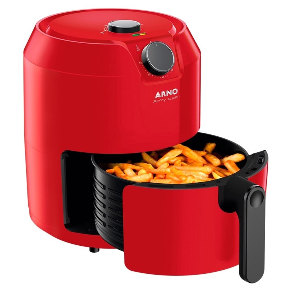Fritadeira Air Fryer Arno Super RFry 1400W Cesta 4,2L, Temperatura de Até 200C, Vermelha 220V