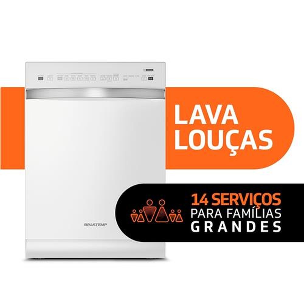 Lava-Louças 14 Serviços Brastemp BLF14A | com Ciclo Pesado e Delicado, Branco, 110V