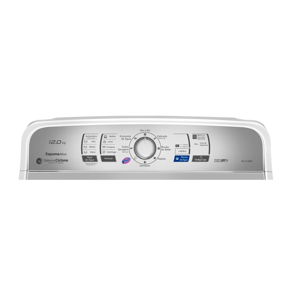 Máquina de Lavar Roupas 12Kg Panasonic NA-F120B1WA - Cesto Inox, Branca, 110V