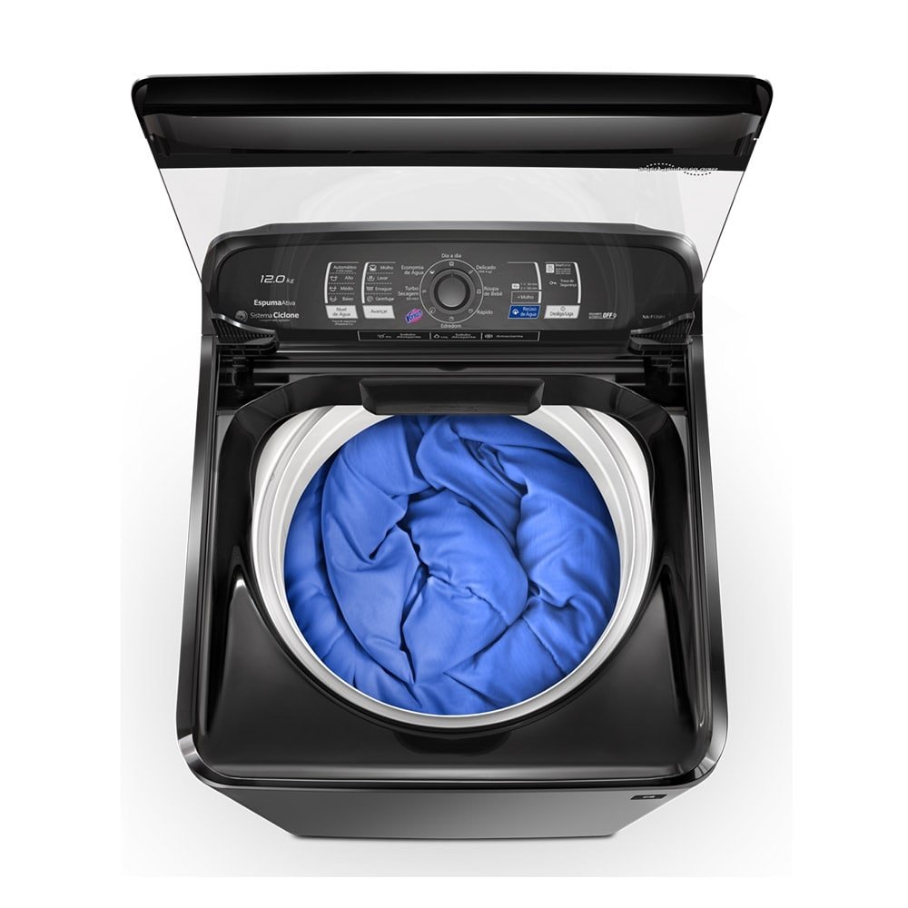Máquina de Lavar Roupas 12Kg, Panasonic, NA-F120B1T - Cesto Inox, Titânio, 110V