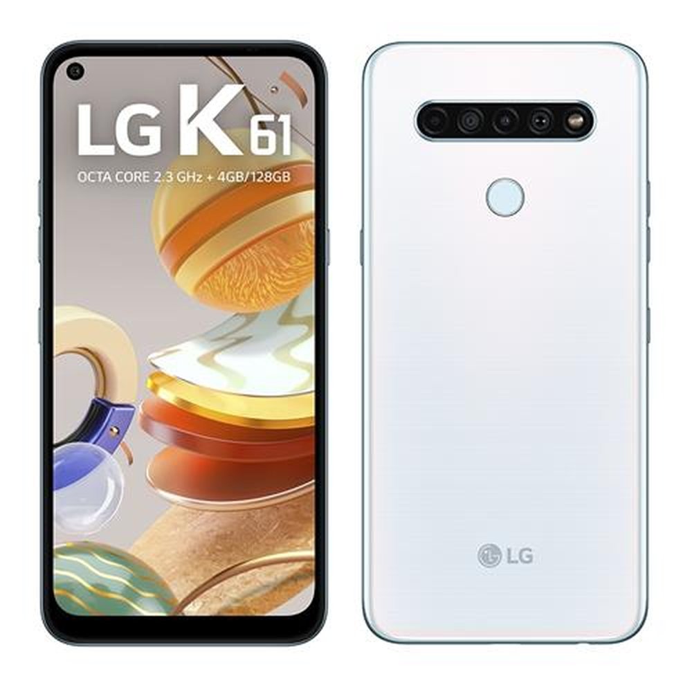 Smartphone LG K61, Branco, Tela 6.53", 4G+Wi-Fi, Android 9.0, Câm Traseira 48M+8M+5M+2MP,Frontal 16MP, 128GB