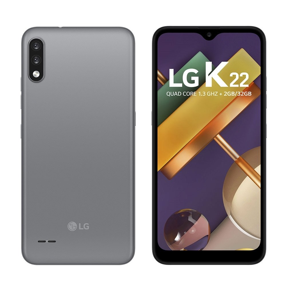 Smartphone LG K22, Titanium, Tela 6.2", 4G+Wi-Fi, Android 10, Câm Traseira 13+2MP e Frontal 5MP, 32GB