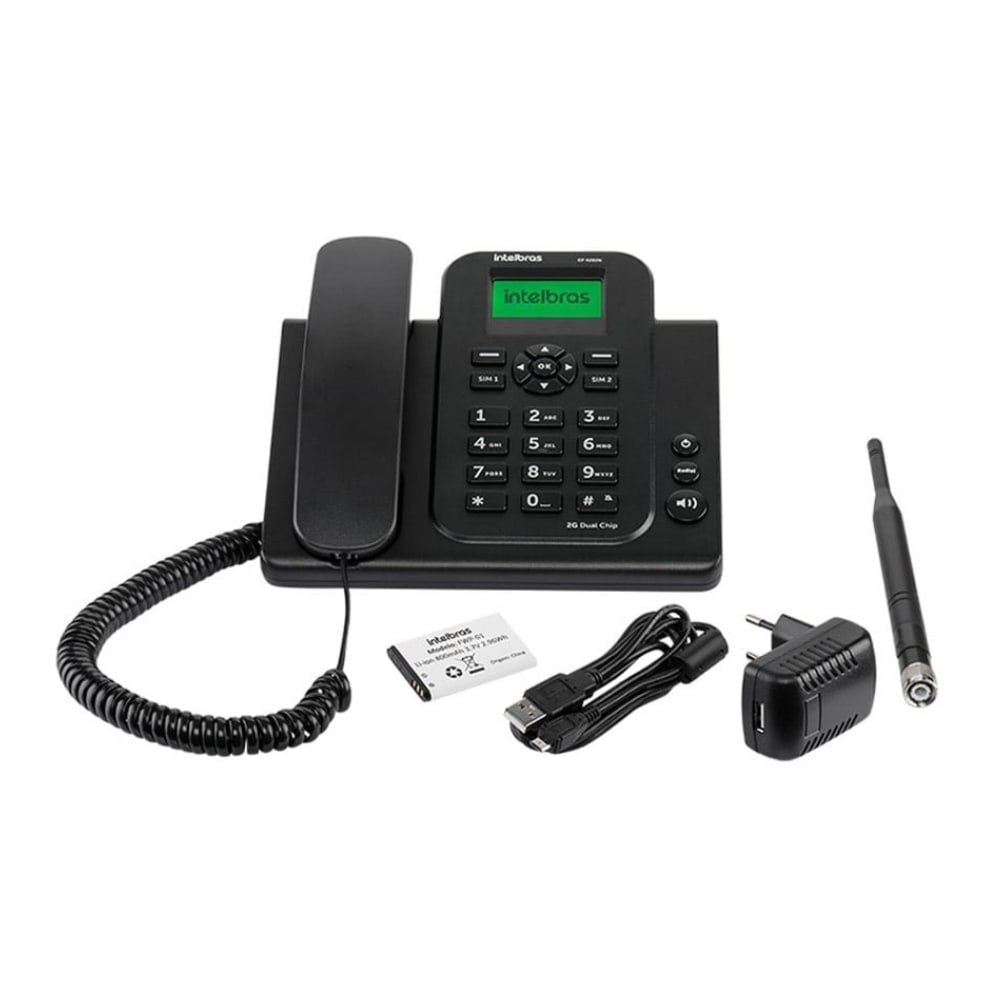 Telefone Celular Fixo Intelbras CF4202N, 2G, Com entrada Headset, Preto