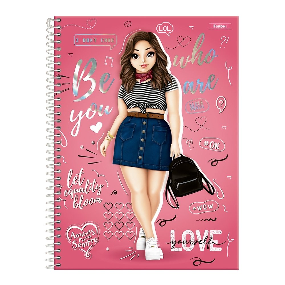 Caderno Espiral Foroni Universitário Capa Dura Amigas 10 Matérias 160 Folhas - Embalagem com 4 Unidades (Sortidos)