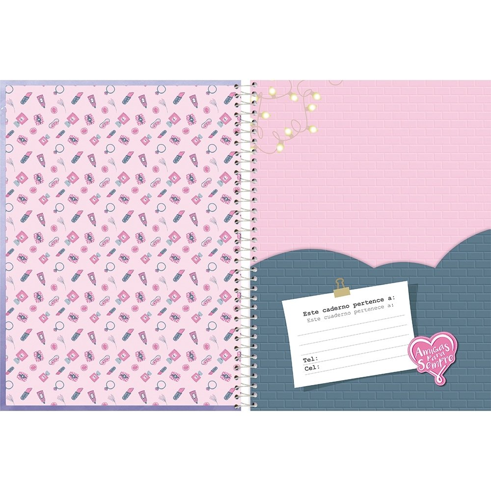 Caderno Espiral Foroni Universitário Capa Dura Amigas 10 Matérias 160 Folhas - Embalagem com 4 Unidades (Sortidos)