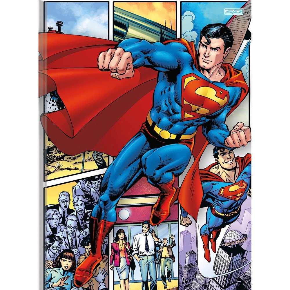 Caderno Brochura 1/1 São Domingos Capa Dura Superman 80 Folhas - Embalagem 5 Unidades (Sortidos)
