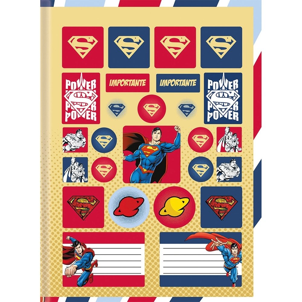 Caderno Brochura 1/1 São Domingos Capa Dura Superman 80 Folhas - Embalagem 5 Unidades (Sortidos)