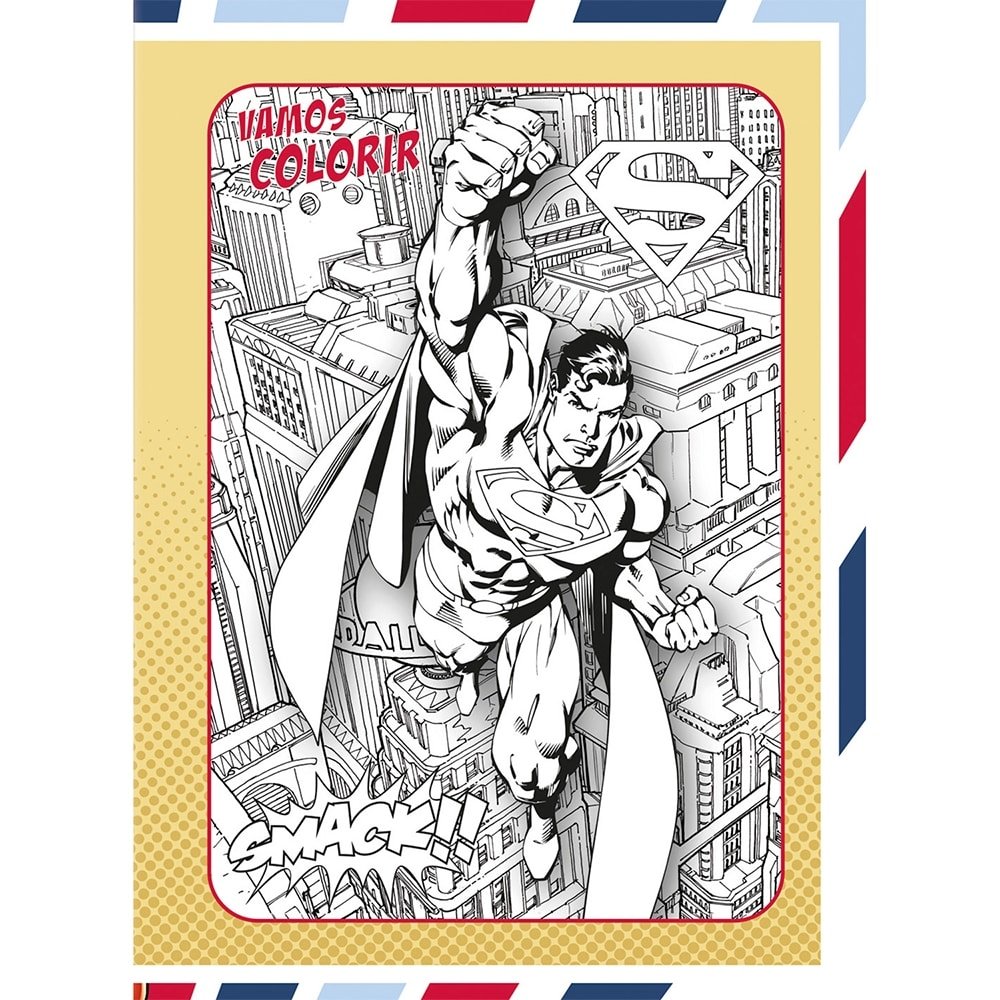 Caderno Brochura 1/1 São Domingos Capa Dura Superman 80 Folhas - Embalagem 5 Unidades (Sortidos)