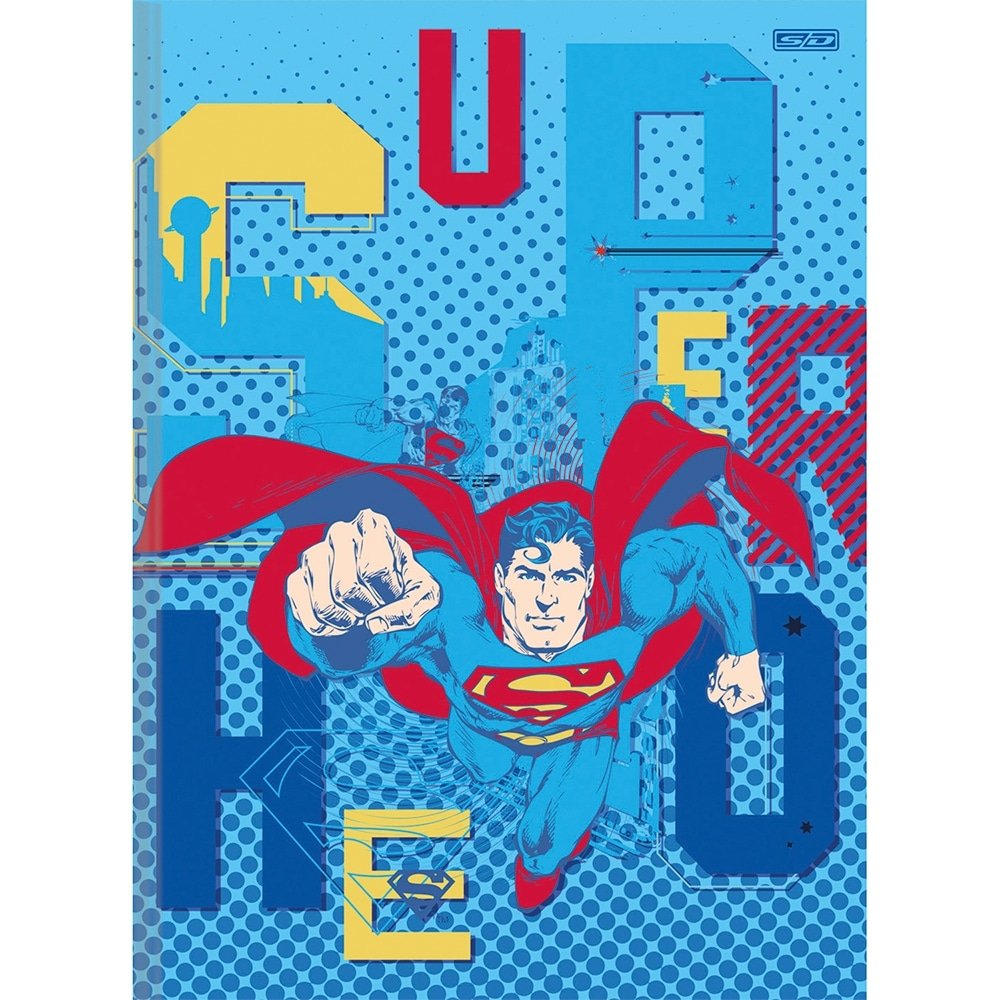 Caderno Brochura 1/1 São Domingos Capa Dura Superman 80 Folhas - Embalagem 5 Unidades (Sortidos)