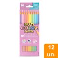 Lápis de Cor Multicolor Tons Pastéis - 12 Embalagens com 10 Cores