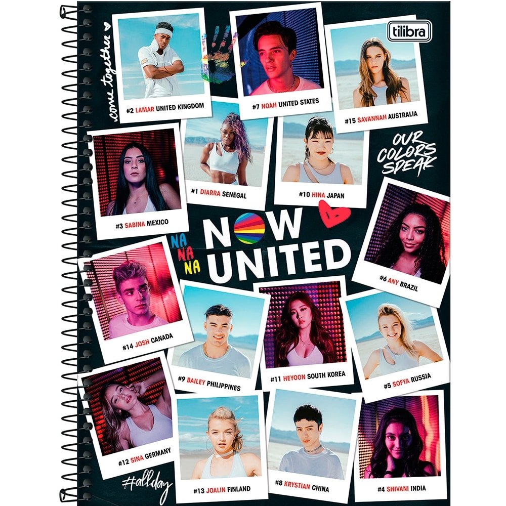 Caderno Espiral Tilibra Universitário Capa Dura 10 Matérias Now United 160 Folhas - Embalagem com 4 Unidades (Sortidos)