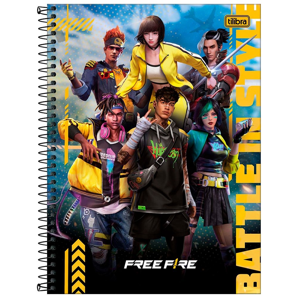 Caderno Espiral Tilibra Universitário Capa Dura Free Fire 1 Matéria 80 folhas - Embalagem com 4 Unidades (Sortidos)