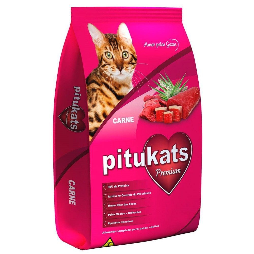 Ração Pitukats Carne Gatos Adultos 7kg